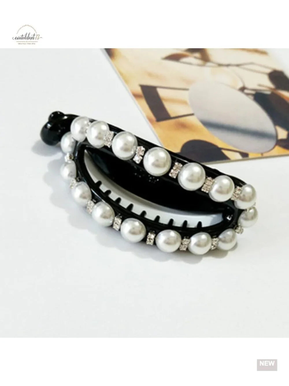 4Pcs Pearl Ponytail Clips Set Non Slip Hair Barrettes Thick Hair No Crease Bun